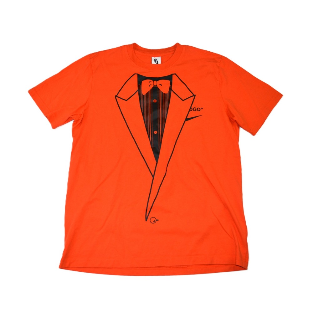 Nike Off-White Air Max 90 Tuxedo Eagle Orange T-Shirt BQ0827-891 Mens Large - Picture 2 of 12